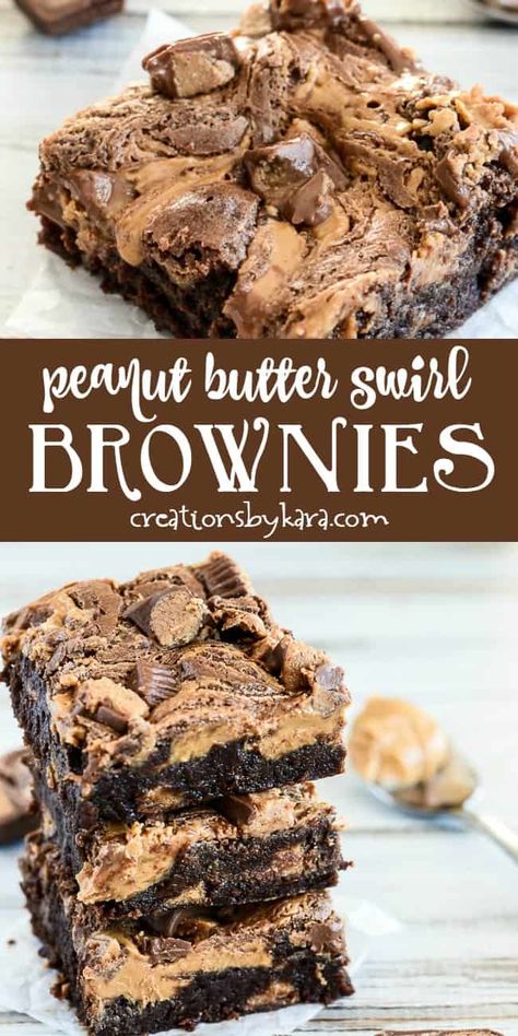 Peanut Butter Swirl Brownies, Chocolate Peanut Butter Desserts, Cookie Dough Cake, Dessert Halloween, Swirl Brownies, Peanut Butter Desserts, Peanut Butter Brownies, Best Brownies, Reeses Peanut Butter