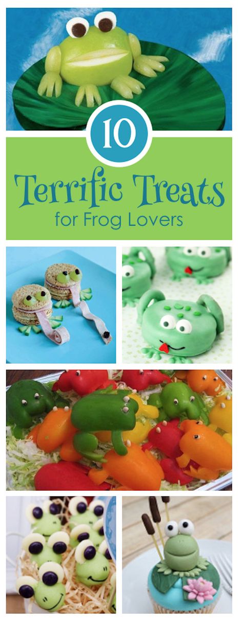 Pond Themed Snacks, Frog Party Food Ideas, Frog Food Art, Leap Year Food Ideas, Frog Snacks For Kids, Frog Sandwiches, Frog Party Food, Frog Sandwich, Frog Snacks