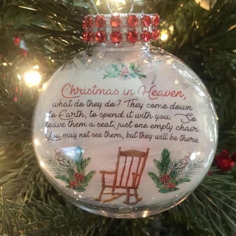 Christmas In Heaven Diy, Framed Memories, Memory Ornaments, Christmas In Heaven Ornament, Heaven Ornament, Ornament Memorial, Christmas In, Floating Ornaments, Clear Plastic Ornaments