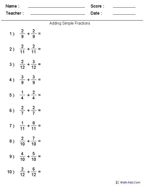 Fractions Worksheets | Printable Fractions Worksheets for Teachers Simple Fractions Worksheets, Simple Fractions, Fractions Worksheets, Science Topics, Teacher Worksheets, Math Worksheet, Fourth Grade, Printable Worksheets, Division