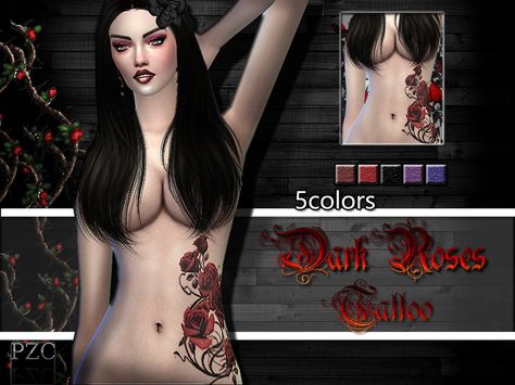 The perfect tattoo for gothic/dark sims.  Found in TSR Category 'Sims 4 Female Tattoos' Sims4 Vampire, Sims 4 Cc Goth, Dark Roses Tattoo, Dark Roses, Vampire Tattoo, Pink Rose Tattoos, Sims 4 Tattoos, Goth Tattoo, Sims 4 Cc Shoes