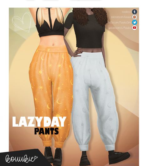 Wildflower Palette, Ts4 Clothes, Thai Pants, Checkered Pants, Baggy Sweatpants, Sims 4 Cas, Sims 4 Clothing, Baggy Pant, Lazy Day