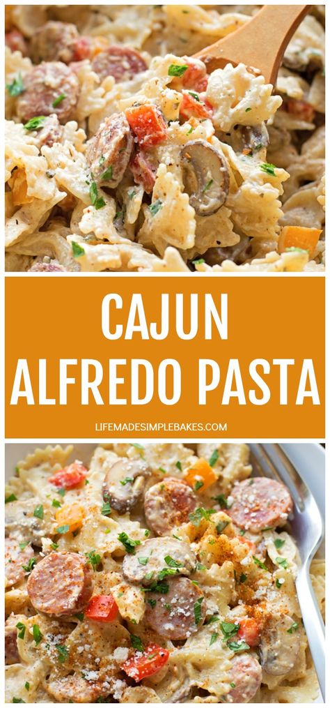 This one-pot cajun Alfredo pasta is exploding with flavor!! It's a quick, easy, effortless meal- all you need is 1 pot and 30 minutes. #cajunalfredopasta #onepotmeal #alfredopasta #30minutemeals Cajun Alfredo Pasta, Grilled Hamburgers, Cajun Alfredo, Slower Cooker, Spicy Seafood, Life Made Simple, Family Favorite Recipes, Savory Chicken, Delicious Pasta