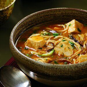 Spicy Tofu Hotpot Recipe | EatingWell Hotpot Recipe, Spicy Broth, Tofu Soup, Metabolism Diet, Mapo Tofu, Wonton Wrappers, Fast Metabolism, Think Food, Bowl Of Soup