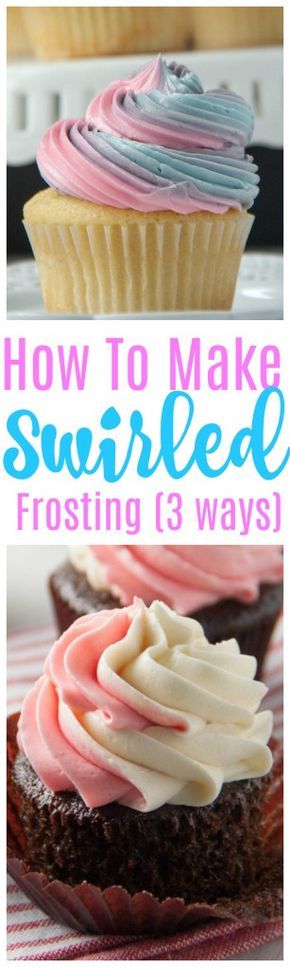 How To Do Multi Colored Frosting, Swirl Icing Cupcake, How To Make Swirled Frosting, How To Swirl Frosting On Cupcakes, Two Tone Frosting, Swirled Frosting, Cupcake Swirl, Cupcake Frosting Techniques, Cake Frosting Techniques