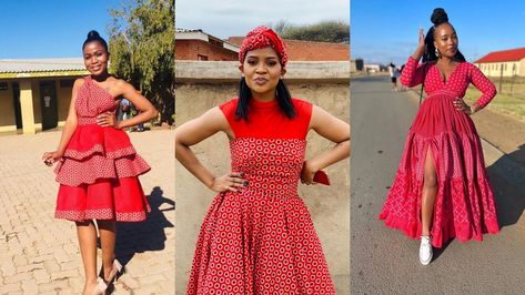 Lesotho Seshoeshoe Dress, Seshoeshoe Designs, Shweshwe Dresses For Makoti, Seshoeshoe Dresses, Shweshwe Wedding Dresses, Dresses For Ladies, Shweshwe Dresses, Traditional African Clothing, Traditional Dresses Designs