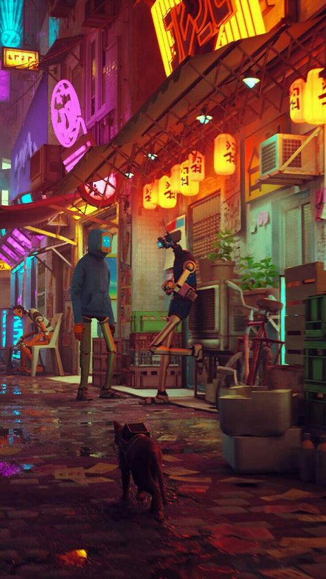 Gamify Your Life, Stray Game, Cyberpunk Games, Game Wallpaper, Cyberpunk Aesthetic, Cyberpunk City, Arte Cyberpunk, Kitty Games, Dishonored