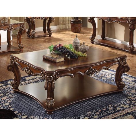 Benzara Imperial Rectangular Coffee Table Cherry Wood Coffee Table, Cherry Coffee Table, Rectangle Coffee Table Wood, Traditional Coffee Table, 3 Piece Coffee Table Set, Solid Wood Coffee Table, Acme Furniture, Wood Sofa, Wood Coffee Table