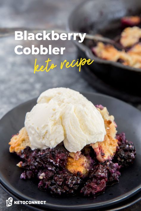 This keto blackberry cobbler combines fresh blackberries and a simple crumb topping to create the perfect spring time dessert! Easy Blackberry Cobbler Recipe, Easy Blackberry Cobbler, Blackberry Cobbler Recipe, Spring Time Desserts, Blackberry Recipes, Blackberry Cobbler, Low Carb Ice Cream, Thm Desserts, Cobbler Recipe