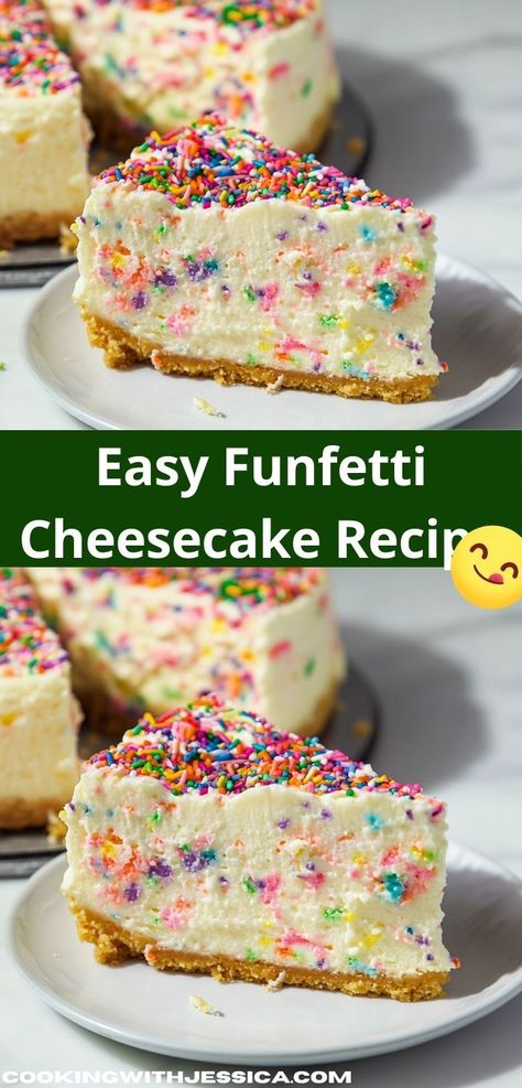 Looking for a delightful dessert? This Funfetti Cheesecake Recipe is a creamy, colorful treat that adds fun to any occasion. With its vibrant sprinkles and rich flavor, it’s perfect for family celebrations. Sugar Cookie Cheesecake, Unique Recipes Desserts, Creamy Cheesecake Recipe, Funfetti Cheesecake, Birthday Cheesecake, Rich Cheesecake, Cake Cheesecake, Colorful Desserts, Festive Desserts