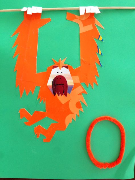 Learning letter O - O is for Orange Orangutan, preschool ABC craft, learning letters is fun Orangutan Craft, Orange Activities, Jungle Theme Ideas, Toucan Craft, Orangutan Art, Jungle Theme Classroom Decorations, Rainforest Classroom, Preschool Rainbow, Jungle Disco