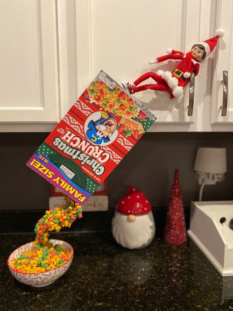 EOTS, Elf on the Shelf ideas, Elf on the shelf, Scout Elf Ideas, Magic Cereal Christmas Crunch, Elf Kit, Elf On A Shelf Ideas, Elf Clothes, Elf Ideas, Breakfast Of Champions, Elf On A Shelf, Christmas 2022, Shelf Ideas