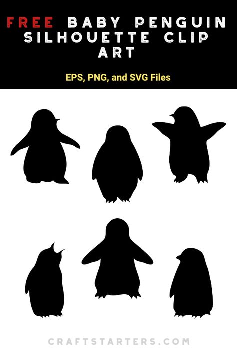 Penguin Silhouette, Penguin Drawing, Penguin Crafts, Penguin Craft, Animal Drawings Sketches, Silhouette Clip Art, Animal Icon, Cricut Projects Beginner, Baby Penguins