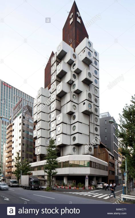 Nakagin Capsule Tower, Tokyo, Japan. Architect: Kisho Kurokawa, 1972. Kisho Kurokawa, Nakagin Capsule Tower, Block Plan, Experiment 626, Book City, Tower Block, Interesting Buildings, Willis Tower, Tokyo Japan