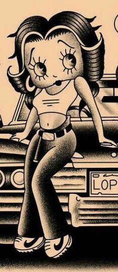 Betty Boop Lowrider, Valentines Day Chicano Art, Chicano Drawings Betty Boop, Lowrider Oldies Drawing, Homies Drawing Easy, Chicana Art Tattoo, Chula Drawing, Betty Boop Chicano Art, Chola Wallpapers Iphone