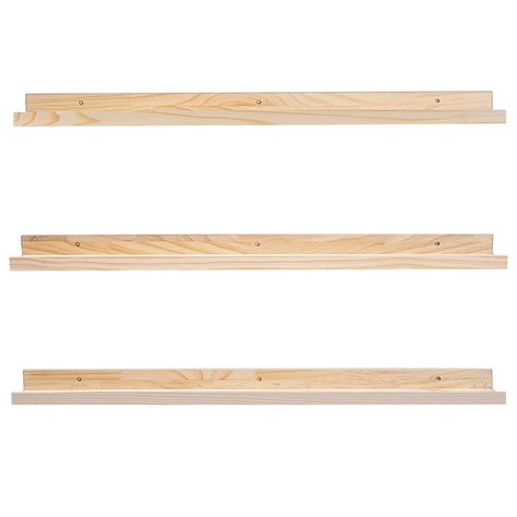 PRICES MAY VARY. 【3 Pcs Floating Shelves in Same Size】Three floating shelves will offer enough space to reorganize your favorite items.The length, width and height of the shelf are the same, 48*4.5*2 in. You can place them in any position to handle and place clutter. 【Functional Natural Wood Ledge Shelf】Wall shelf is Made of natural High quality Wood, Healthy and tasteless. It can store books, photo frames and other small objects on the wall of living room. You can also use it in the kitchen to Photo Ledge, Wooden Wall Shelf, Nursery Bookshelf, Shape Pictures, Picture Shelves, Picture Ledge, Wooden Wall Shelves, Wall Shelf Decor, Wall Bookshelves