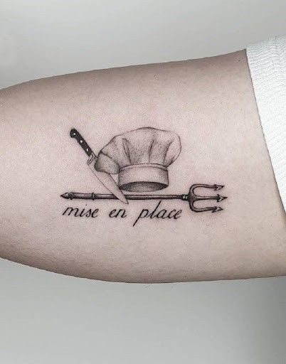 Baking Tattoo, Cooking Tattoo, Baker Tattoo, Culinary Tattoos, Dutch Tattoo, Chef Tattoo, Pastry Chocolate, Food Tattoos, Knife Tattoo