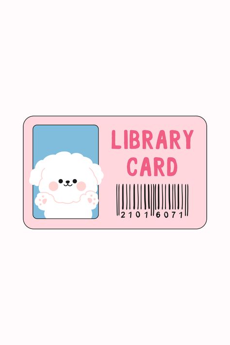 Library Card Aesthetic, Cute Book Doodles, Library Card Sticker, Book Drawing Aesthetic, Kindle Stickers Aesthetic, Kindle Aesthetic Case Sticker, Kindle Sticker Aesthetic, Id Card Aesthetic, Library Card Printable