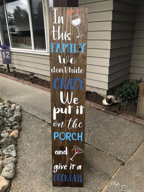 Porch Signs Diy, Housewarming Sign, Bbq Signs, Patio Signs, Front Porch Signs, Hand Painted Wood Sign, Diy Wood Signs, Family Sign, House With Porch