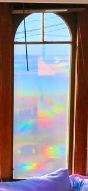 Decorative Window Film | Holographic Film - 23" X 36" Panel - Spectra Star Pattern Iridescent Window Film, Holographic Window Film, Diy Window Film, Greenhouse Vibes, Window Tint Car, Holographic Decor, Rainbow Window Film, Granite House, Cloud Room