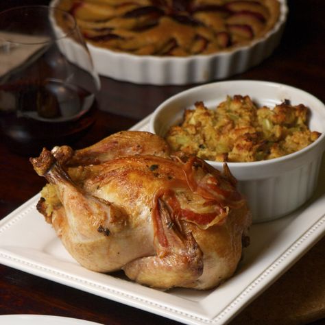 Cornish Game Hens with Cornbread Stuffing | scarpetta dolcetto Game Hen Recipes, Hen Recipes, Cornish Game Hen Recipes, Cornish Game Hens, Cornish Hen Recipe, Game Hens, Bread Stuffing, Cornish Hen, Cornish Game Hen