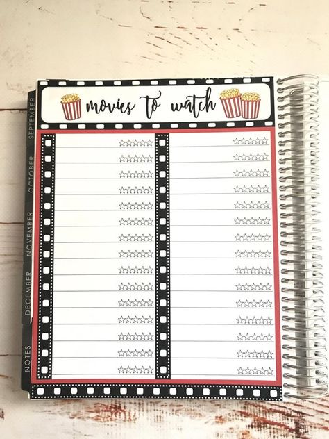 Bullet Journal Page, Journal Lists, Bullet Journal Tracker, Movie To Watch, Bullet Journal Mood, Bullet Journal Notebook, Erin Condren Planner, Bullet Journal School, Dot Journals