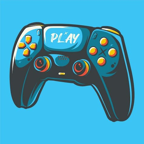 Playstation stick controller art illustr... | Premium Vector #Freepik #vector #game-controller #playstation-controller #game-console #controller Ps5 Controller Drawing, Gaming Controller Logo, Playstation Background, Playstation Illustration, Video Game Illustration, Controller Illustration, Freepik Illustration, Gamer Cartoon, Gaming Cartoon