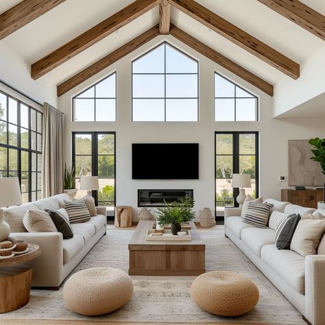 Vaulted Ceiling Living Room, Modern Rustic Living Room, Small Barn, Sophisticated Decor, Room Additions, Barndominium Ideas, Rustic Living Room, Dream House Interior, Boho Living