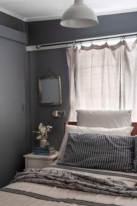 How To Style A Bed Under A Window | Better Homes and Gardens Bed Under Window Ideas Small Spaces, Bed Under The Window, Bed Near Window, Bed Under A Window, Style A Bed, Twin Bedroom, Grey Bedroom, Above Bed, Bedroom Windows