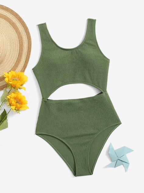 Cut Out One Piece, Teen Girls, Girls Clothing, One Piece Swimsuit, Cut Out, One Piece, Collar, Green