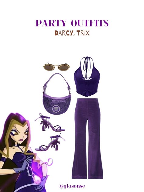 Winx Club Trix Witches, Darcy’s Inspired Outfit Winx Witches Costume, Trix Darcy Outfits, Winx Darcy Outfits, Darcy Trix Costume, Darcy Winx Club Outfit, Darcy Trix Aesthetic, Darcy Winx Club Costume, Winx Club Trix Witches, Winx Club Witches