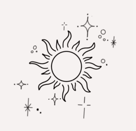 Tangles Sun Tattoo, Simple Tangled Tattoo, Tangled Sun Drawing, Sun Sketch Simple, Simple Sun Tattoo Designs, Disney Tattoos Simple, Sun Simple Drawing, Sun And Star Tattoo, Sun Drawing Tattoo