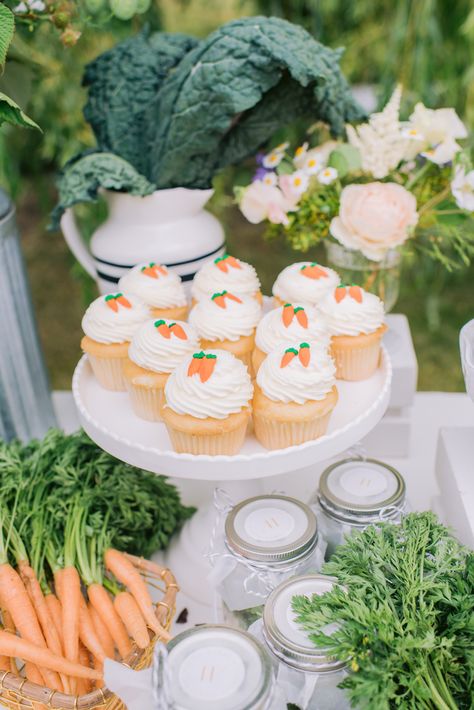 A Peter Rabbit 1st Birthday Party for Blake! - Monika Hibbs Easter Event Ideas, Garden Baby Shower Ideas, Rabbit Cupcakes, Rabbit Theme Party, Easter Themed Birthday Party, Peter Rabbit 1st Birthday, Peter Rabbit Theme Party, Baby Shower Ideas For Boys, Monika Hibbs