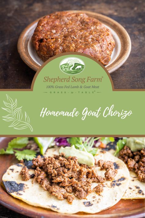 Cooked chorizo is on top of a charred tortilla next to a cilantro salad with a slice of lime. Goat Recipes, Goat Meat, Chorizo Sausage, Ground Lamb, Fresh Meat, Processed Meat, Lamb Recipes, Ground Meat, World Recipes