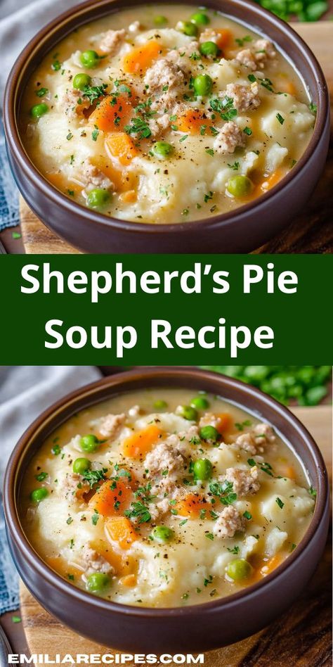 Need dinner recipes? This Shepherd’s Pie Soup Recipe is a fantastic choice! It combines the best of shepherd pie recipe with the warmth of soupe, making it one of the best soup dinner recipes. Soup Dinner Recipes, Soup With Ground Beef, Shepherds Pie Recipe, Comfort Soup, Shepherd's Pie, Fall Soups, Soup Dinner, Shepherds Pie, Easy Soups