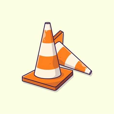 Vector Style Illustration, Traffic Cone Tattoo, Traffic Cone Drawing, Construction Graphic Design, Traffic Cone Art, Street Doodle, Street Cone, Cone Painting Ideas, Traffic Illustration