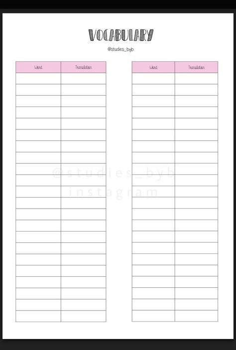 Blank Vocabulary Worksheet Template Free Printables Descargables Gratuitos Vocabulary Printables Vocab Template, Vocabulary Notes Template, Goodnote Paper, Vocab Notes, Language Planner, Cornell Note Taking Template, Study Planner Free, Study Guide Template, Vocabulary Notebook