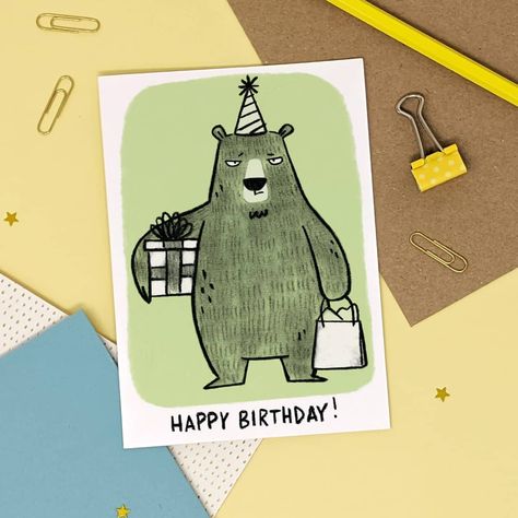 Happy Weekend! Have you seen our super cute new range from @camillesland Happy Birthday Bear, Birthday Bear, Rude Birthday Cards, Bear Card, Curious Cat, Card Birthday, Brown Kraft, Funny Cards, Happy Weekend