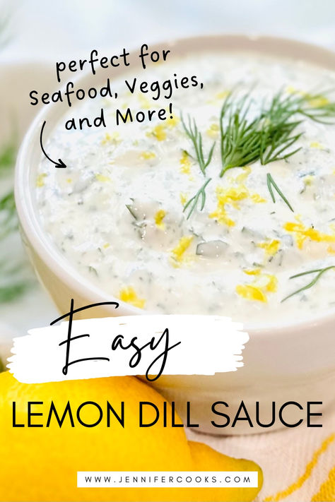 Looking for a versatile, easy-to-make sauce that pairs perfectly with seafood, veggies, and more? This creamy lemon dill sauce is the answer! Made with fresh lemon juice, dill, sour cream, and garlic, it’s tangy, zesty, and packed with flavor. Perfect for fish recipes, as a delicious dip, or drizzled over your favorite dishes. Whip it up in minutes with a handful of ingredients! Save this easy dill sauce recipe for your next meal or snack. #LemonDillSauce #CreamySauce #SeafoodDip #EasyRecipes Lemon Dill Dip, Creamy Dill Sauce For Chicken, Dill Sauce For Fish, Fresh Dill Dip Recipe, Dip For Fish, Recipes With Dill, Lemon Dill Aioli Recipe, Steak Cream Sauce, Creamy Lemon Dill Sauce