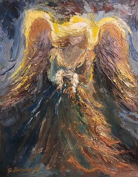 Jen Beaudet Art Angel Abstract, Gods Inspiration, Painting Angels, Angel Wings Decor, Glamour Art, The Watcher, Angel Wall Art, Modern Impressionism, Targaryen Art