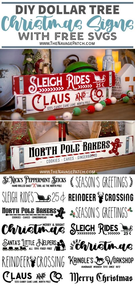 Rustic Christmas Signs Wood, Winter Signs Wooden Diy, Dollar Tree Christmas Signs, Dollar Tree Cricut Projects, Free Christmas Svgs, Diy Dollar Tree Christmas, Glowforge Ideas, Christmas Signs Diy, Christmas Svgs