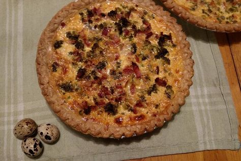 Quail Egg Quiche : 7 Steps (with Pictures) - Instructables Quail Egg Quiche, Egg Quiche, French Name, Broccoli Quiche, Brunch Eggs, Brunch Food, Speckled Eggs, Quail Eggs, Pie Shell