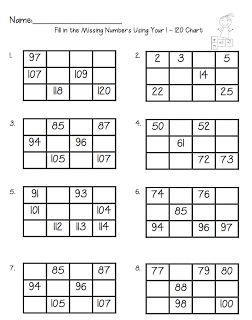 The new Common Core Math Standards  for first grade require the students to work with a 1 to 120 chart and I did not have one!  I made up th... Science Experience, 100's Chart, 120 Chart, Eureka Math, Math Number Sense, Missing Numbers, Math School, Math Intervention, Freebie Friday