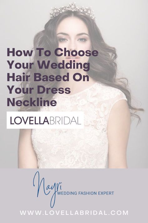 Bridal hair style ideas, advice. How to decide bridal hairstyle based on wedding dress neckline. Lovella Bridal is a luxury wedding dress boutique in Los Angeles, CA. Shop wedding dresses, bridal gowns, veils & hair accessories, plus size, lace, a line, off the shoulder, sleeves, beach, destination, formal, short, reception & unique wedding dress styles. Bridal dress designers include Berta, Zuhair Murad, Ines Di Santo & more. Visit our Los Angeles area boutique for your dream wedding dress. Plus Size Formal Hairstyles, Neckline Guide, Wedding Dress Neckline, Off Shoulder Wedding Gown, Lovella Bridal, Chic Bridal Gown, Hairstyles For Gowns, Wedding Dress Design, Wedding Day Hair