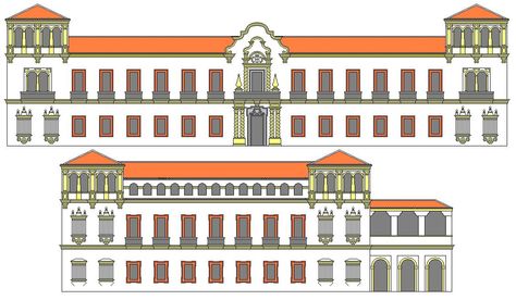 South and East Façade Homes Drawing, Architectural Concepts, Parisian House, Urban Design Plan, Architectural Sketches, New Spain, Spanish Style Homes, Ideas Minecraft, Spanish House