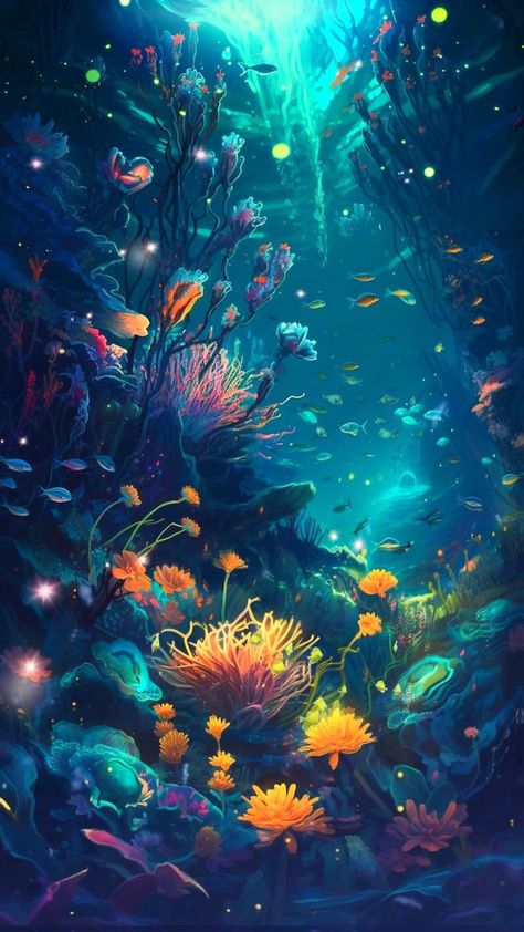 Underwater Drawing, Coral Fish, Underwater Painting, Under The Water, Underwater Scene, Sea Life Art, Water Aesthetic, Underwater Art, Ocean Scenes