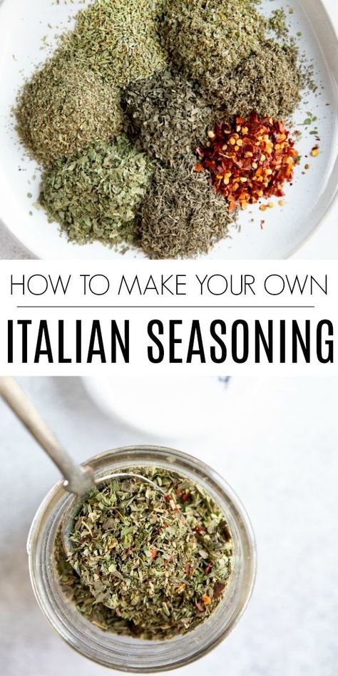 Homemade Italian Seasoning Recipe #italianseasoning #homemade #homemadeseasoningrecipe #italianfood #seasoningrecipe  via @theforkedspoon Make Italian Seasoning, Homemade Staples, Italian Seasoning Recipe, Homemade Italian Seasoning, Drying Cilantro, Creamy Pudding, Chicken Veggies, Tacos Burritos, Seasoning Recipe