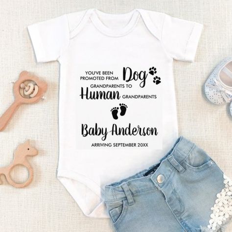 $18.15 | Cute Grandparents Pregnancy Announcement Baby Bodysuit #pregnancyannouncement #grandparents #baby #dog #pet #newgrandchild #reveal #grandmagrandpa #werepregnant #cutefunny Baby Onsies Ideas, Onsies Ideas, Grandparents Pregnancy Announcement, Dog Pregnancy, Dog Pregnancy Announcement, Grandparent Pregnancy Announcement, Pregnant Dog, Guard Dog, Body Suits