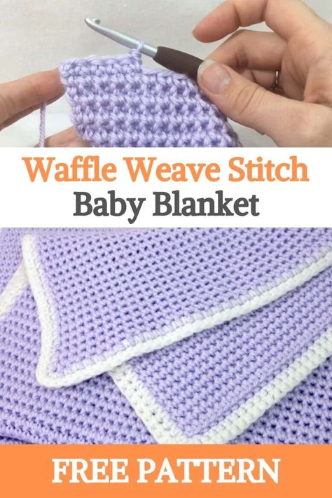 Waffle Weave Crochet, Crochet Crib Blanket, Crochet Waffle Stitch, Best Crochet Patterns, Crochet Baby Blanket Free Pattern, Crochet Tutorial Pattern, Easy Crochet Baby Blanket, Crochet Stitches For Blankets, Waffle Stitch