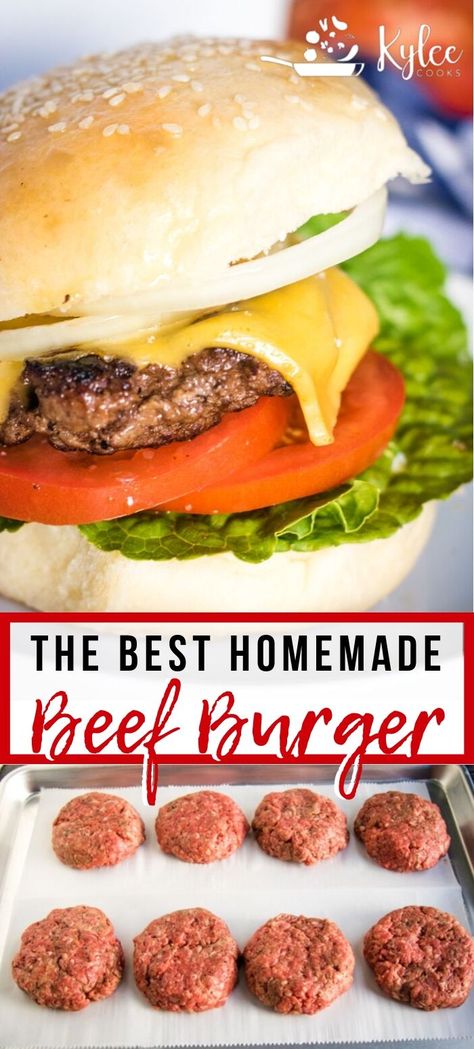 Clean Burger Recipes, Homemade Burgers Recipe, Beef Burger Recipe, Burgers Homemade, Homemade Beef Burgers, Classic Hamburger, Best Homemade Burgers, Homemade Burger Recipe, Homemade Ingredients